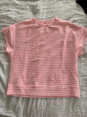 SET: Women’s Pink Stripe Short Sleeve Top and Shorts Set